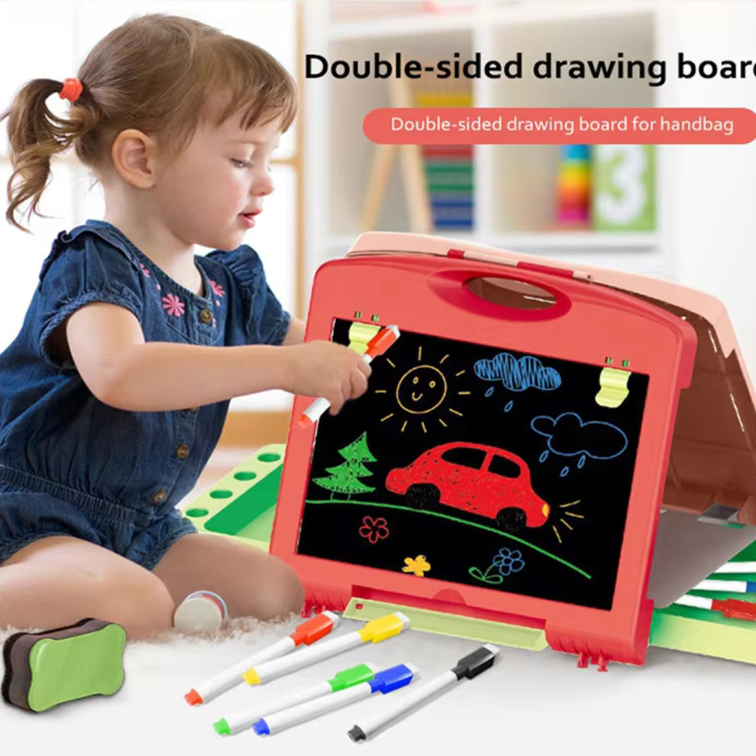 Little Angel - Kids Dual Sided Drawing & Writing Board 27 Pcs