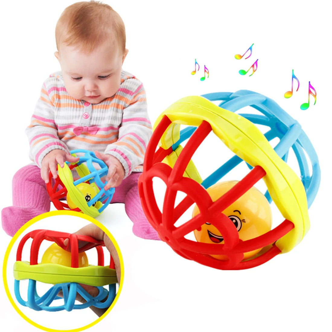 Little Angel Soft Chewable Rattle Ball Toy - Multicolor