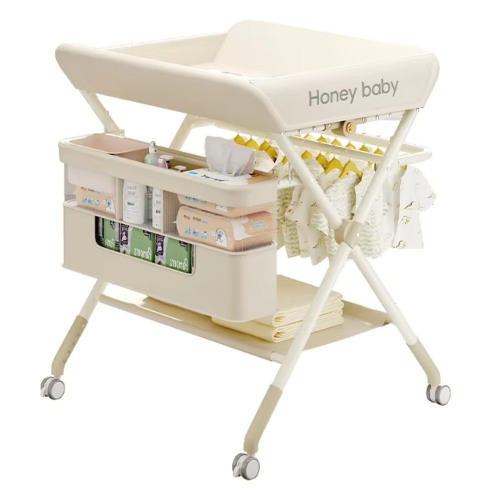 Little Angel Baby Changing Table With Storage Organizer & Wheels