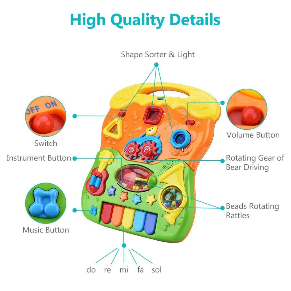 Goodway - Baby Activity Walker With Music & Piano Keys - Multicolor