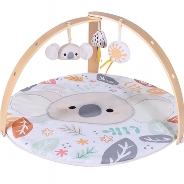 Konig Kids - Baby Wooden Play Gym Mat with Soft Toys & Leaf Design