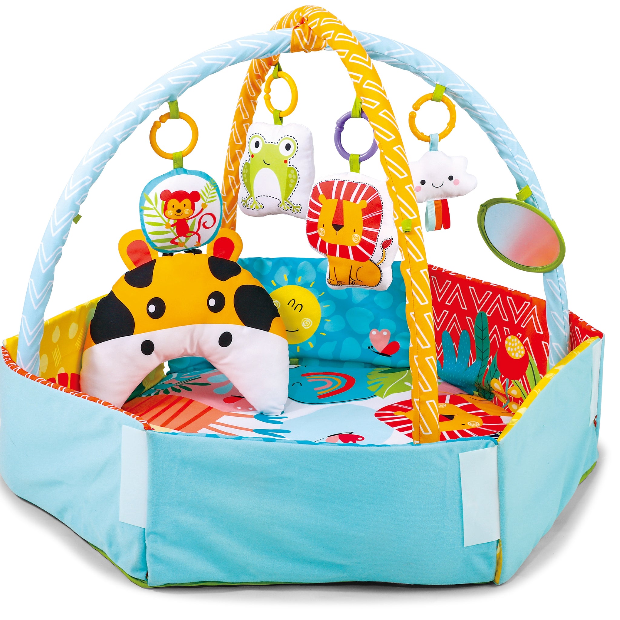 Konig Kids - Baby Play Gym with Side Walls, Pillow & 5 Activity Toys