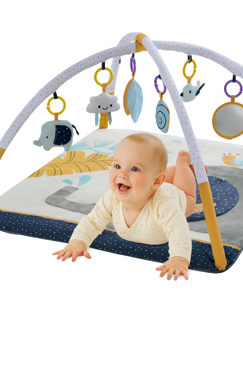 Konig Kids - Baby Play Gym Mat with Elephant Theme & Hanging Toys