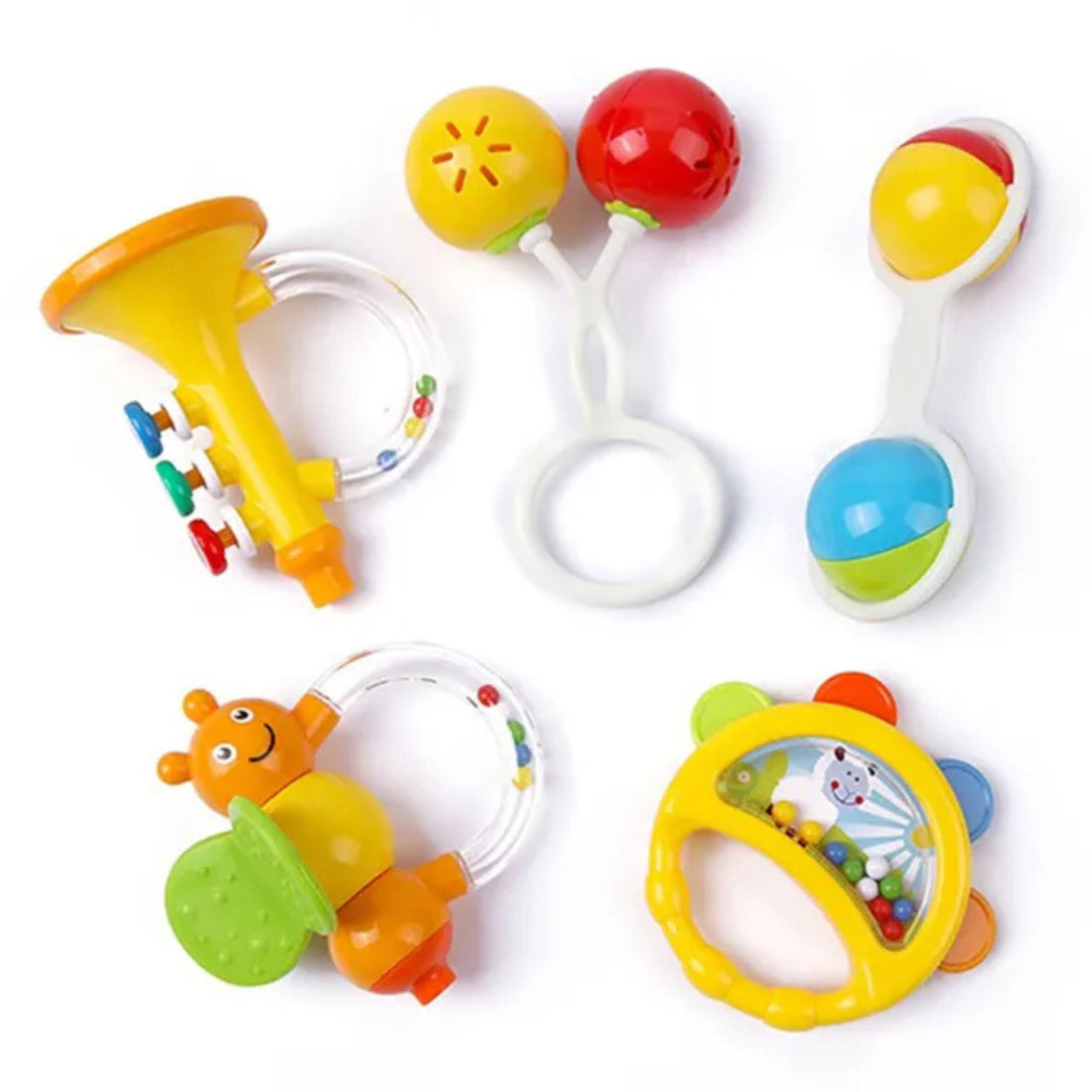 Goodway - Baby Rattle Toy 5Pc Gift Set With Sensory Ball - Red/Yellow