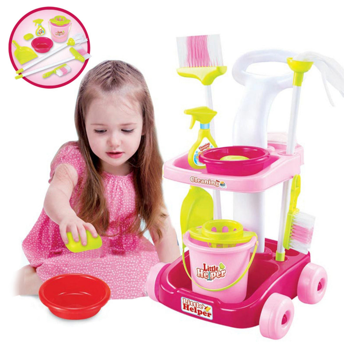 Little Angel – Kids Cleaning Toys Trolley Set with Accessories