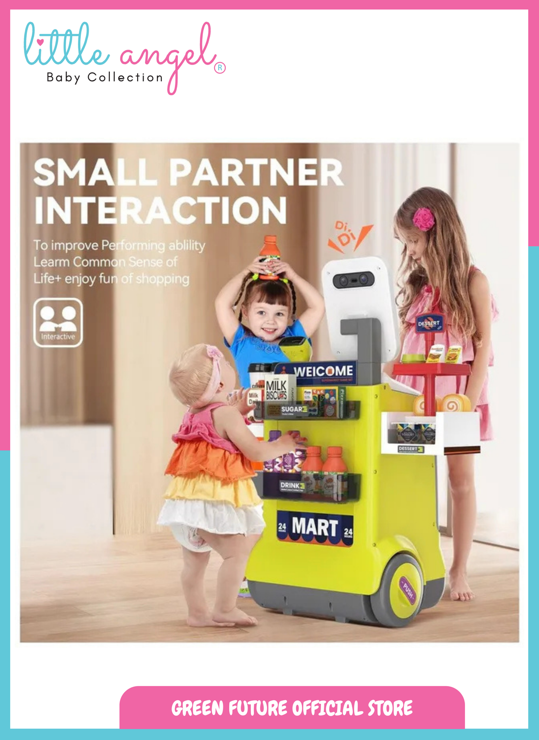 Little Angel – Kids Supermarket Shopping Cart Playset-48pcs