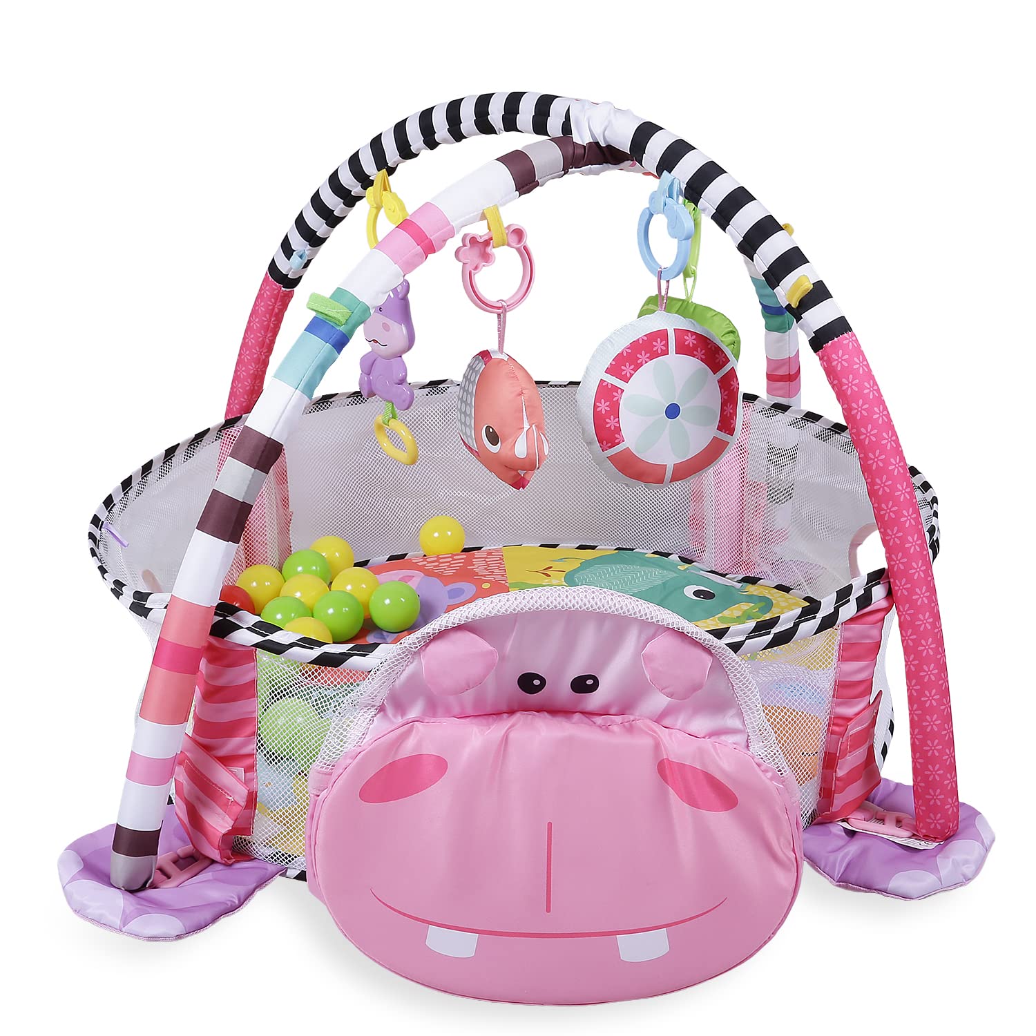 Little Angel – Baby Play Gym Mat with Toys & Ball Pit -Pink
