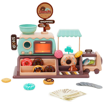 Little Angel Kids Donut & Candy Musical Shop Playset with Lights – Pretend Toy Store for Boys & Girls