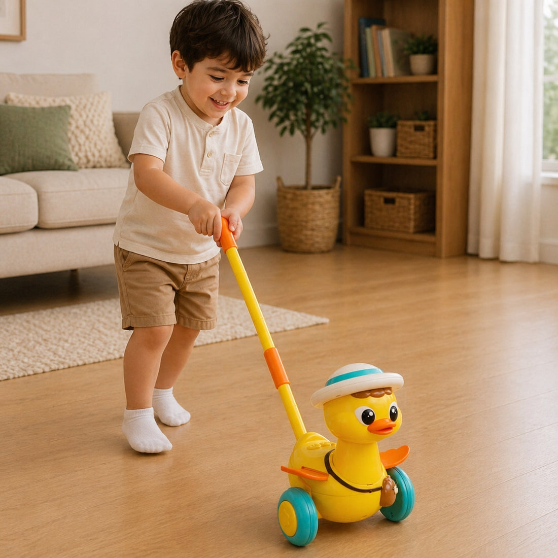 Little Angel Duck Push Walking Toy for Kids with Stick
