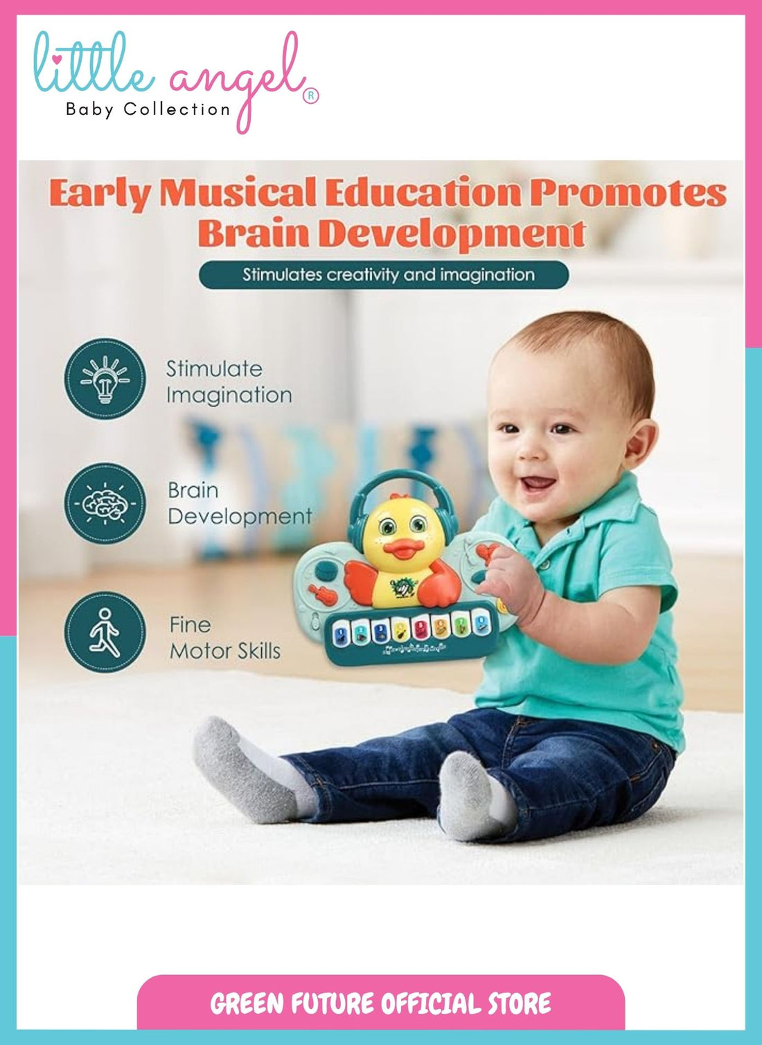Baby Musical Toy Interactive Duck for Early Learning - Yellow