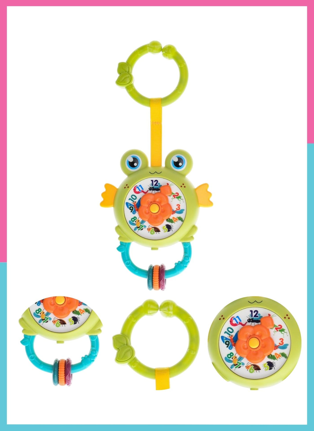 Baby Musical Toy Clock Shape Interactive Hanging Rattle for Infants  - Multicolor