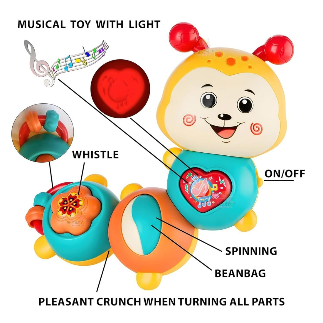 Little Angel Baby Musical Caterpillar Toy with Lights & Sounds - Yellow