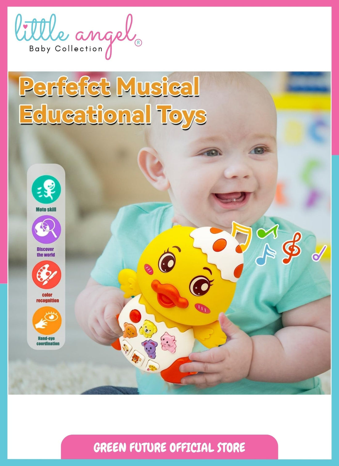 Baby Musical Toy Duck Shape Interactive Early Learning Toy for Toddlers