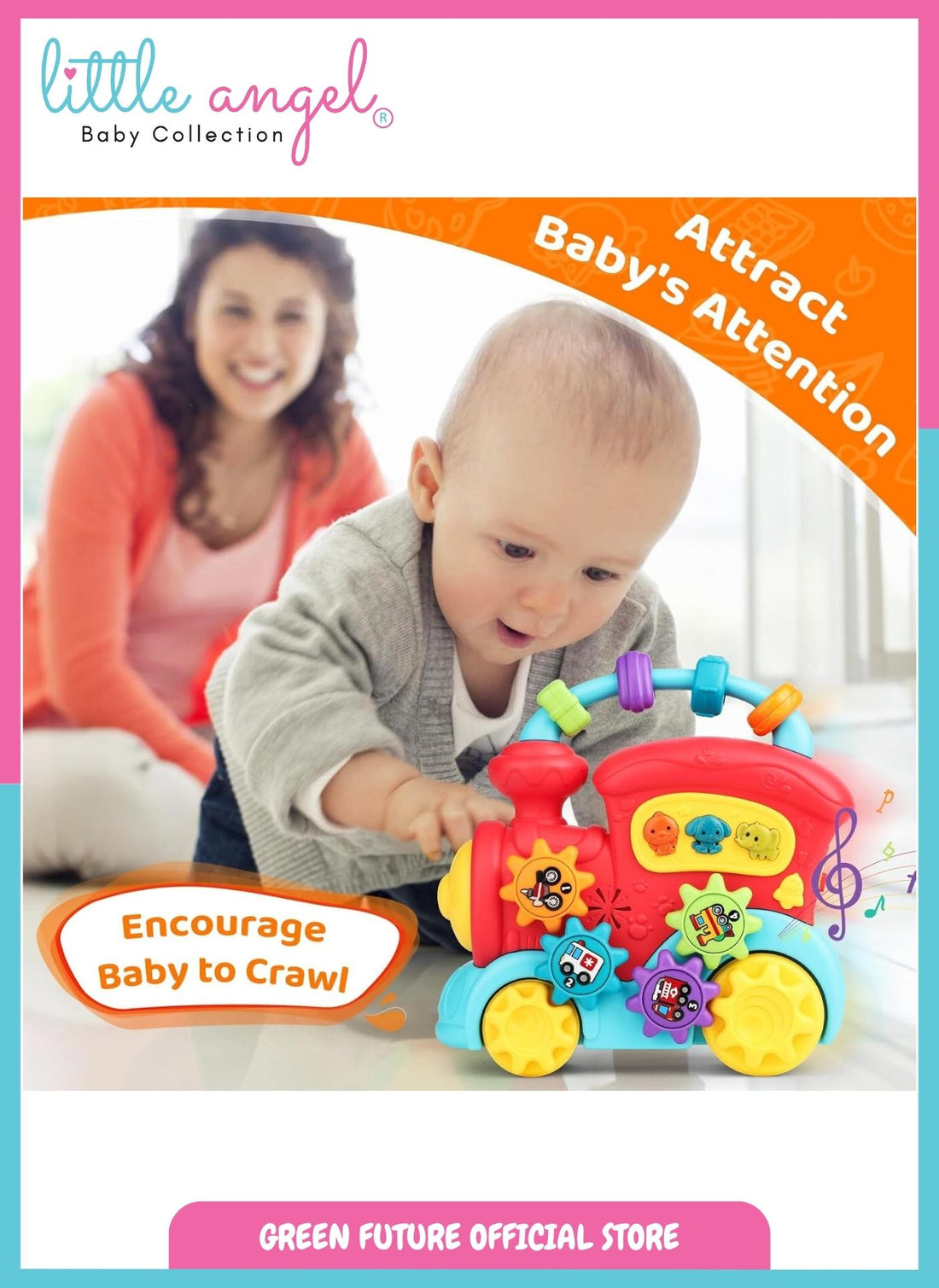 Baby Musical Toy Interactive Train for Early Learning Fun - Red