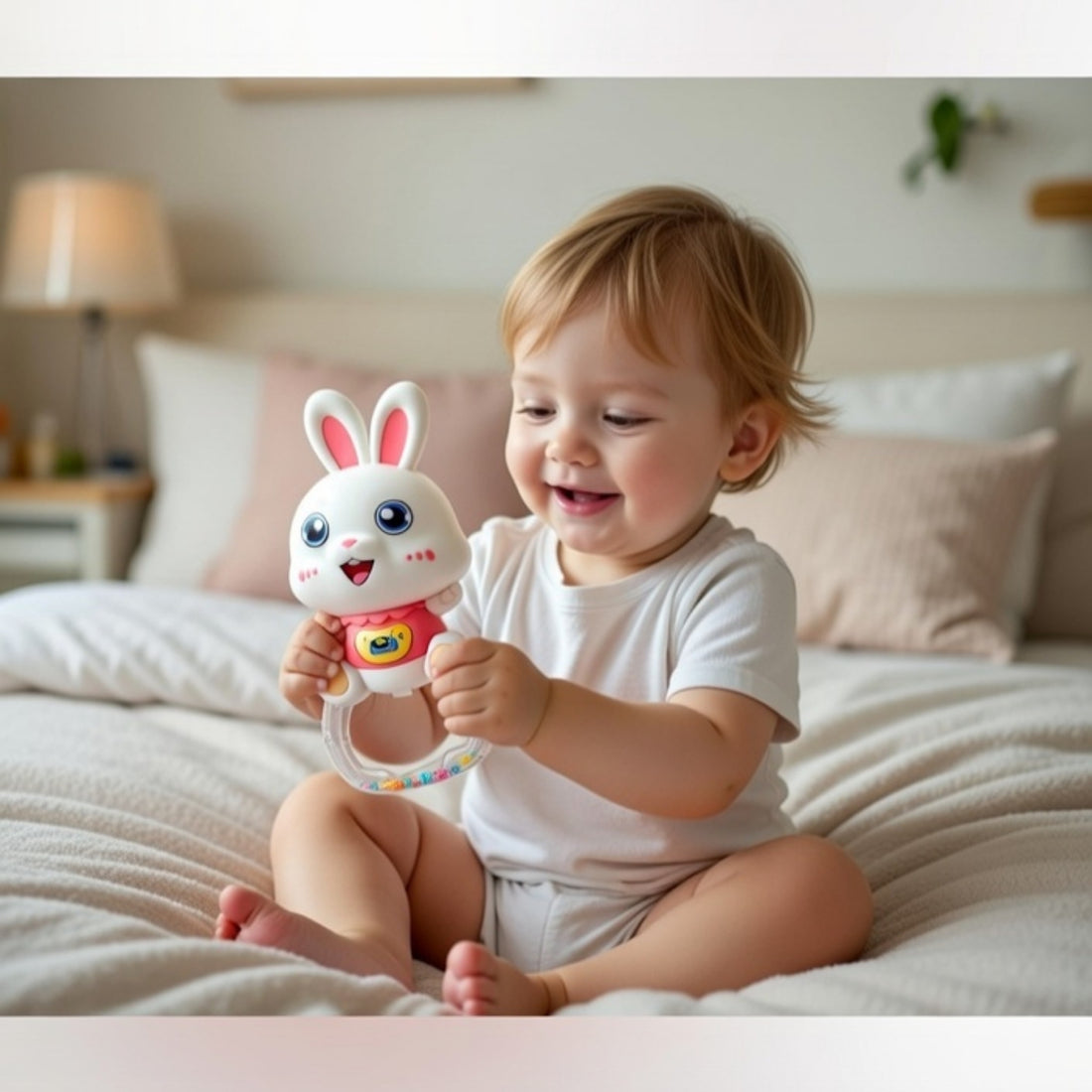 Little Angel-Baby Musical Rattle Toy Bunny for Infants - Pink