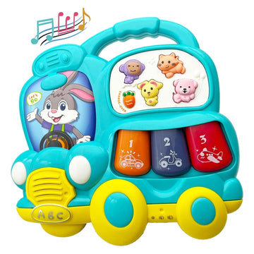 Little Angel-Baby Musical Learning Bunny Car Toy with Lights & Sounds - Blue