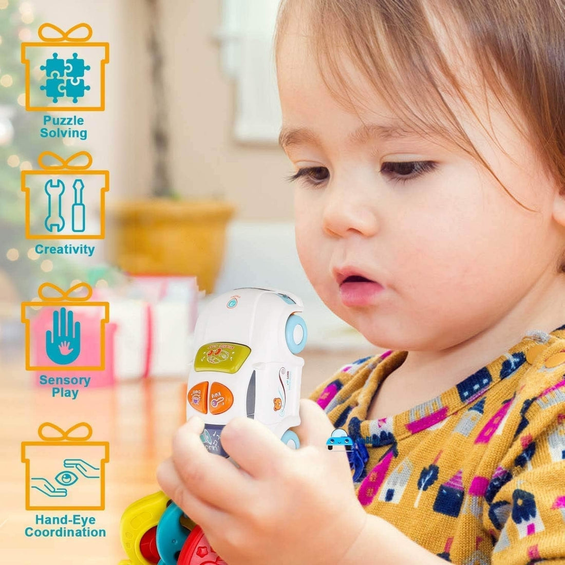 Little Angel-Baby Musical Remote & Key Rattle Toy for Early Learning Fun - White