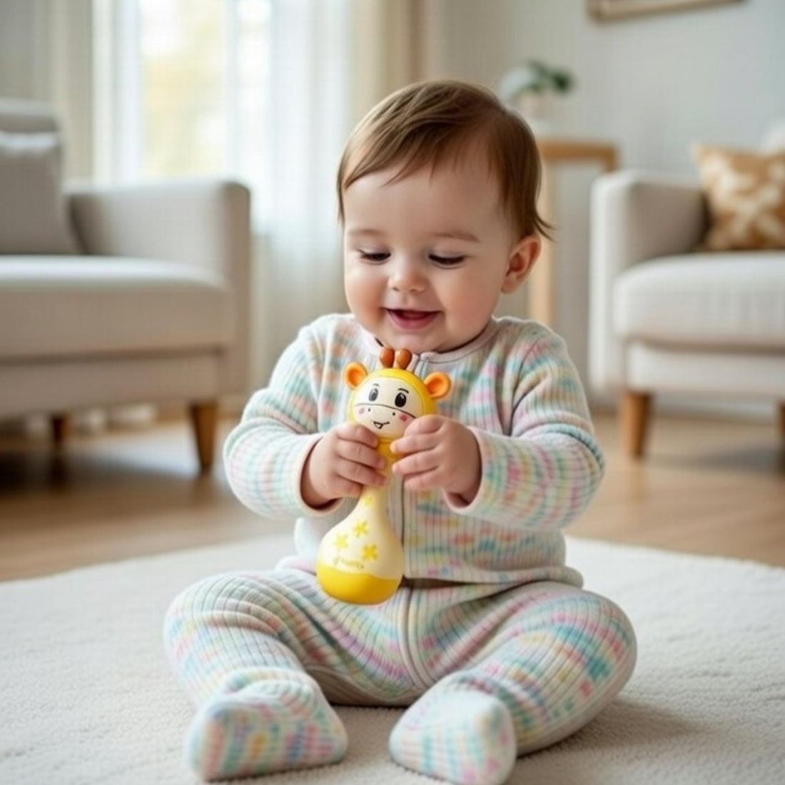 Little Angel-Baby Musical Rattle Toy Giraffe for Infants - Yellow