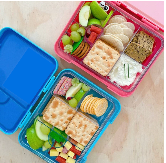 Little Angel - Kids 6 Compartments Bento Lunch Box Sparkly - Blue, Pink