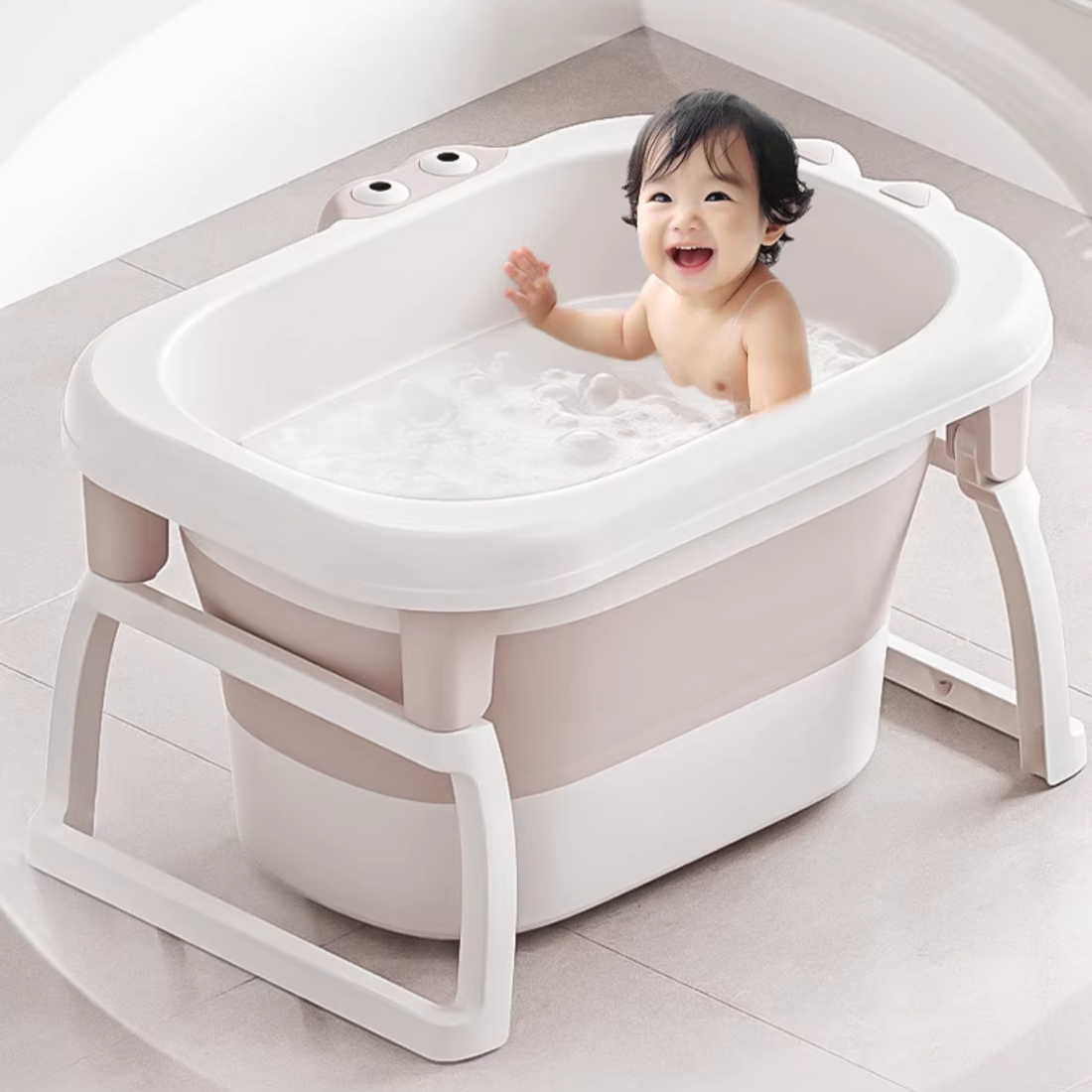 Little Angel - Baby Foldable Bath Tub With Seat Support - Coffee