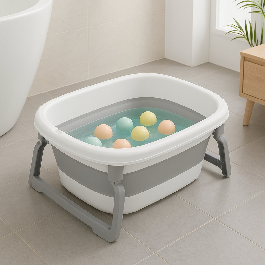 Little Angel -Baby Foldable Bathtub With Anti-Slip Legs -Grey