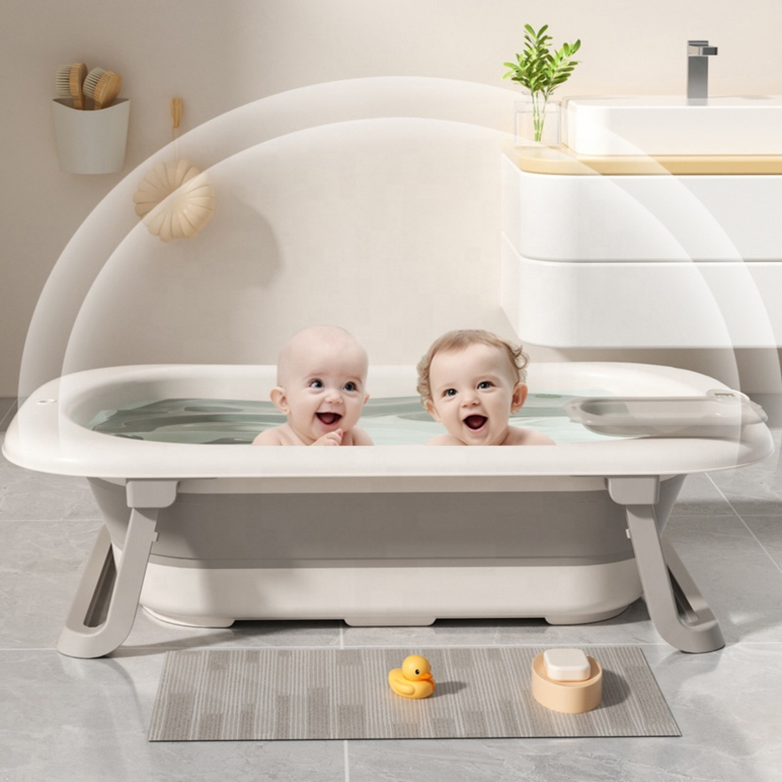 Little Angel -Baby Foldable Bath Tub With Cushion Support - Coffee
