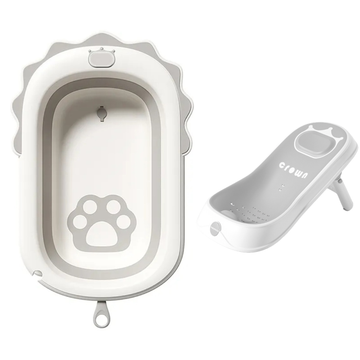 Little Angel - Baby Foldable Bath Tub With Support Seat -Grey