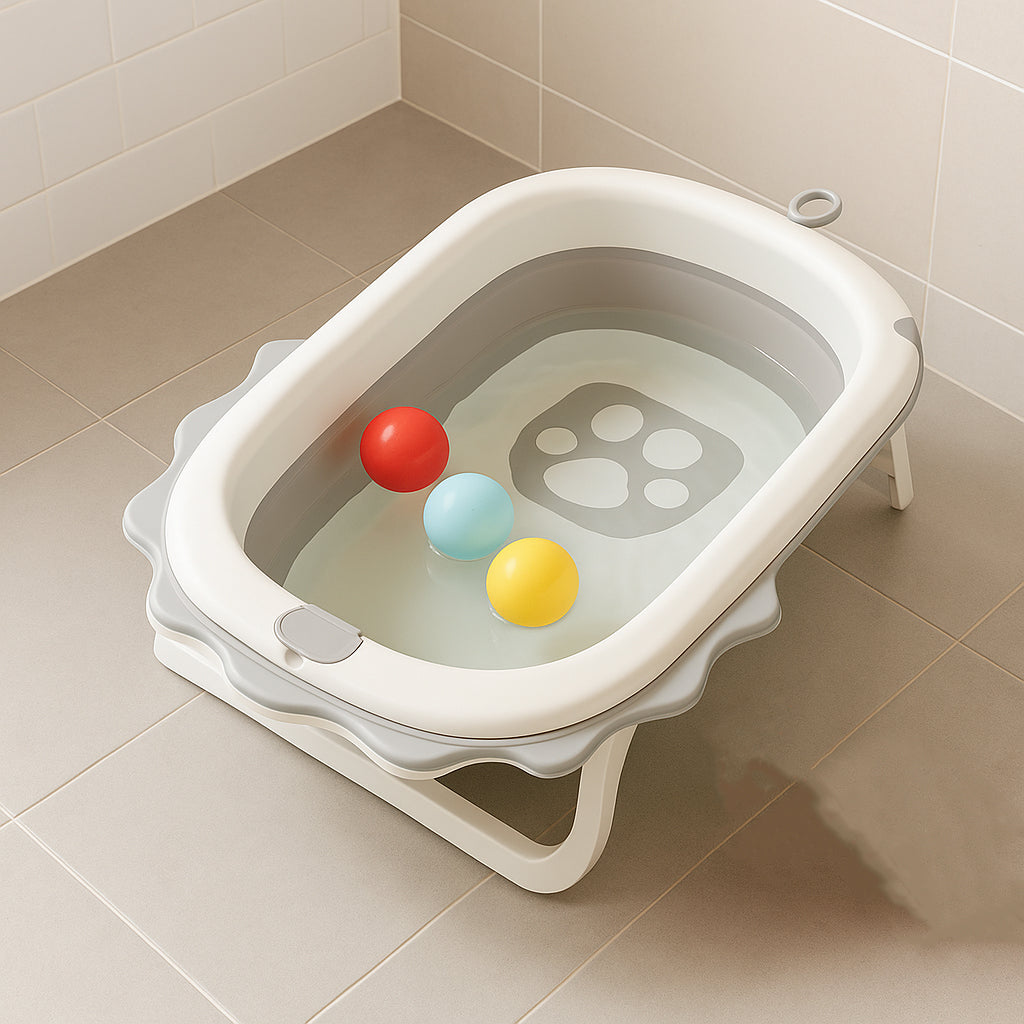 Little Angel - Baby Foldable Bath Tub With Support Seat -Grey