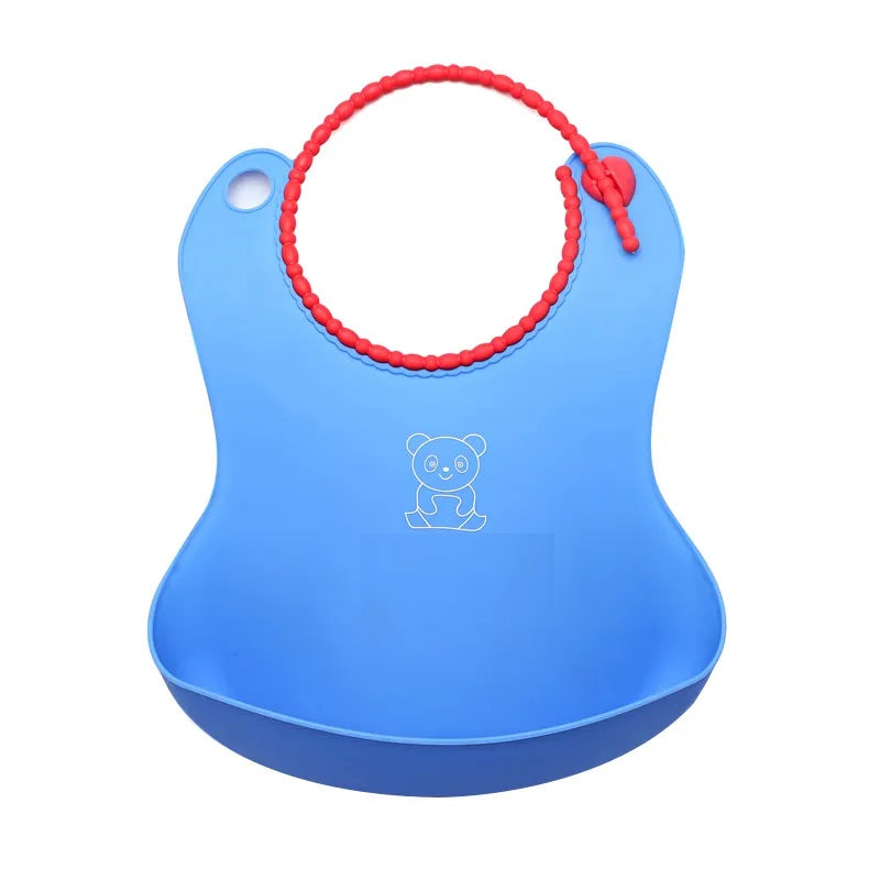 Little Angel - Baby Silicone Bib With Food Catcher - Blue/Green/pink