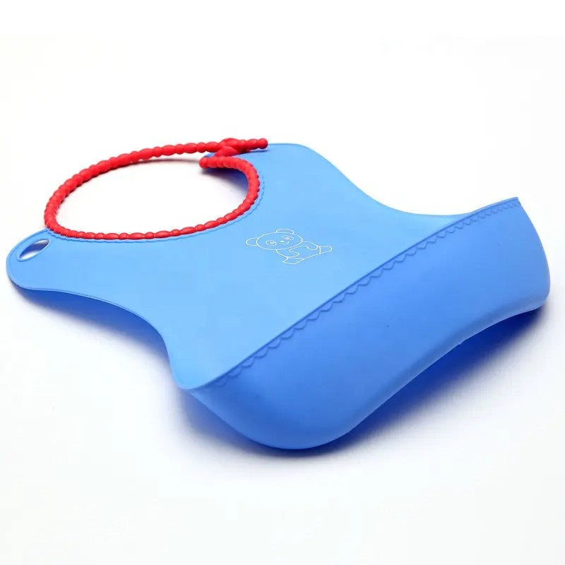 Little Angel - Baby Silicone Bib With Food Catcher - Blue/Green/pink