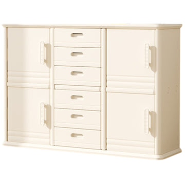 Baby Storage Rack Nursery Organizer Cabinet with Drawers and Large Shelves - Beige
