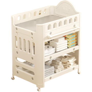 Little Angel Baby Diaper Changing Table With Wheels - Coffee