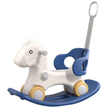 Baby Rocking Horse Ride On Toy for Kids with Handle and Backrest - Blue/Red