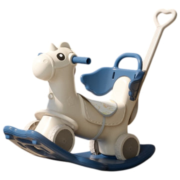 Baby Rocking Horse Ride On Toy for Kids with Handle and Backrest - Blue/Yellow