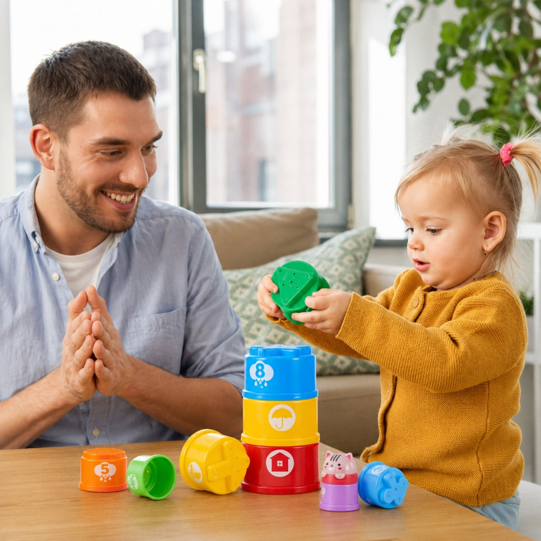 Goodway - Baby Stacking Cups Toy With Numbers, Light & Bath Play