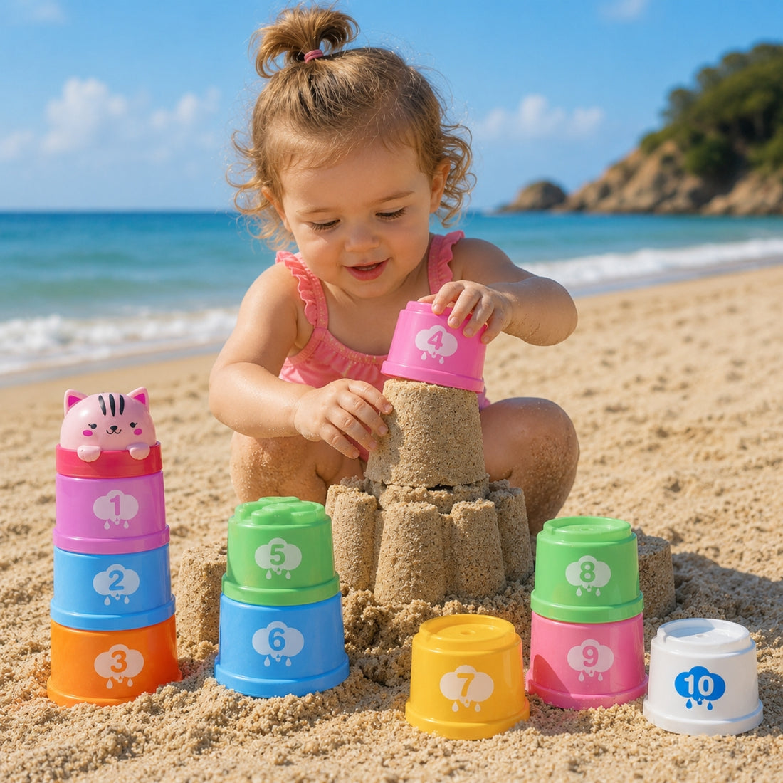 Goodway - Baby Stacking Cups Toy With Numbers & Shapes Animal