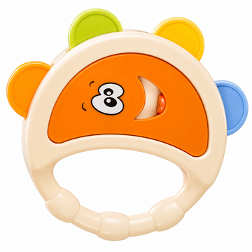 Goodway - Baby Rattle Tambourine Toy With Easy Grip Handle - Beige