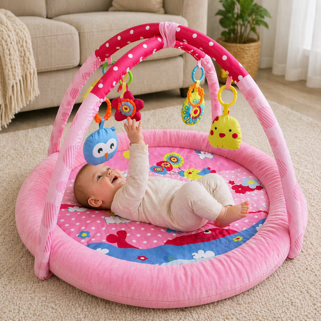 Little Angel Baby Round Comfy Gym - Pink
