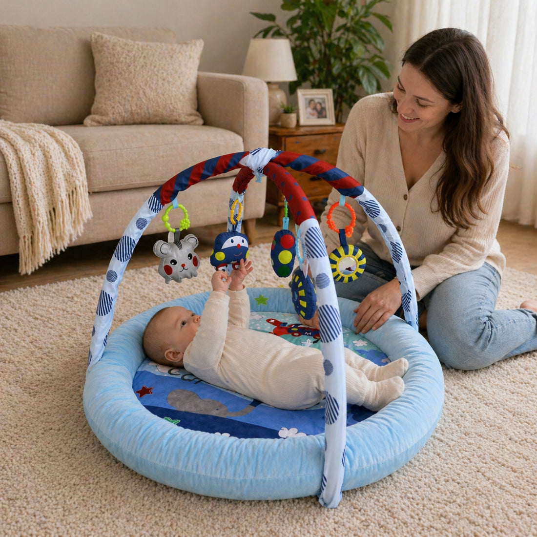 Little Angel Baby Round Comfy Gym - Blue
