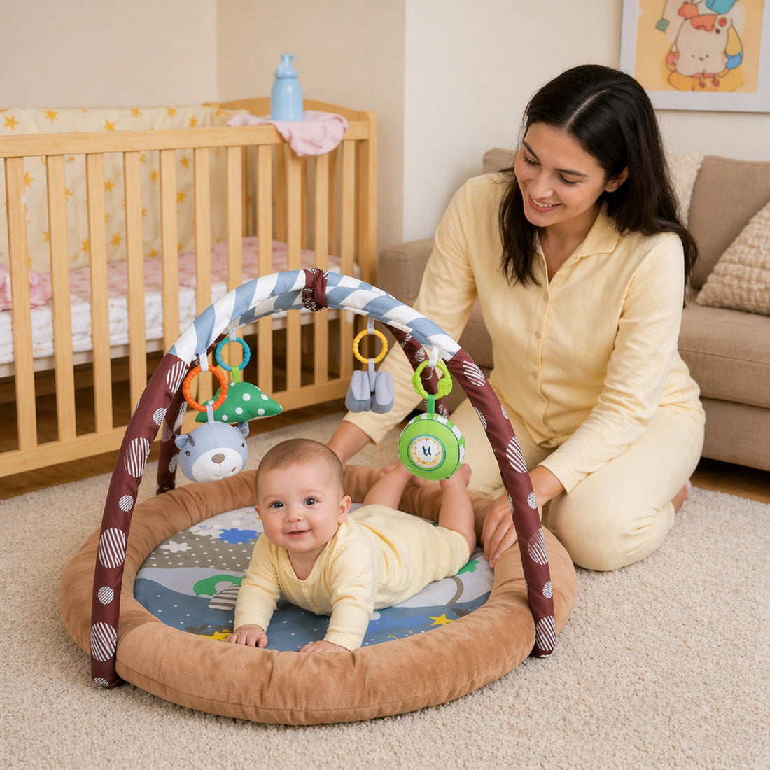 Little Angel - Baby Round Comfy Play Mat & Activity Gym
