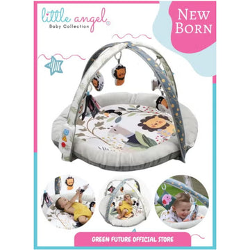 Little Angel Baby Play Mat Activity Gym with Light and Music, Soft Foam Padding, and Hanging Toys - Jungle Design