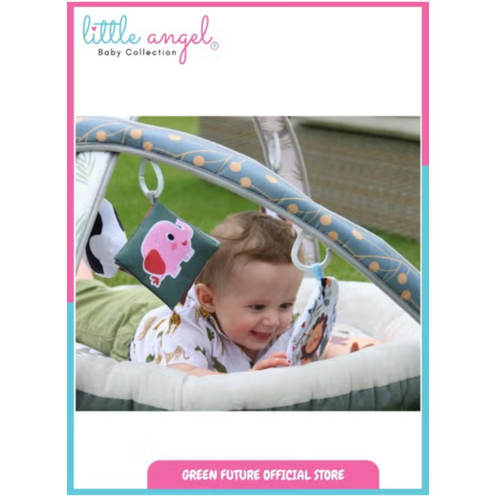 Little Angel Baby Play Mat Activity Gym with Light and Music, Soft Foam Padding, and Hanging Toys - Jungle Design
