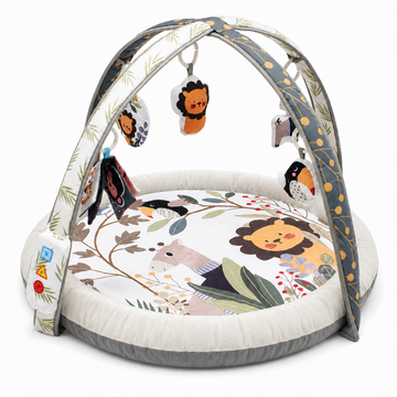 Little Angel Baby Play Mat Activity Gym with Light and Music, Soft Foam Padding, and Hanging Toys - Jungle Design