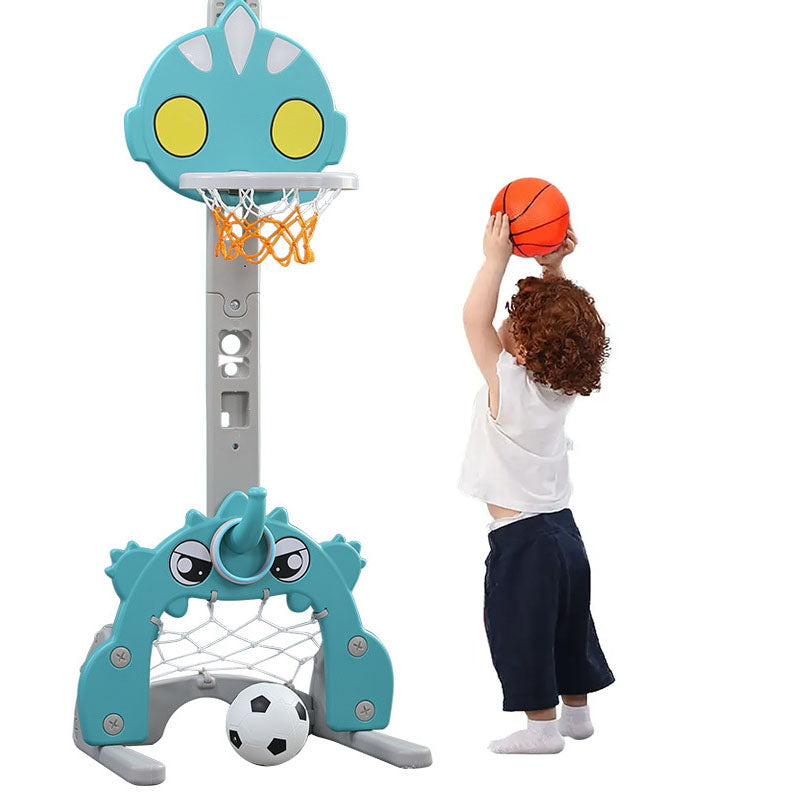 Little Angel Kids Soccer Goal Set, Ring and Basketball Hoop with Adjustable Height, Music Player, Easy Setup, and Stable Base - Green