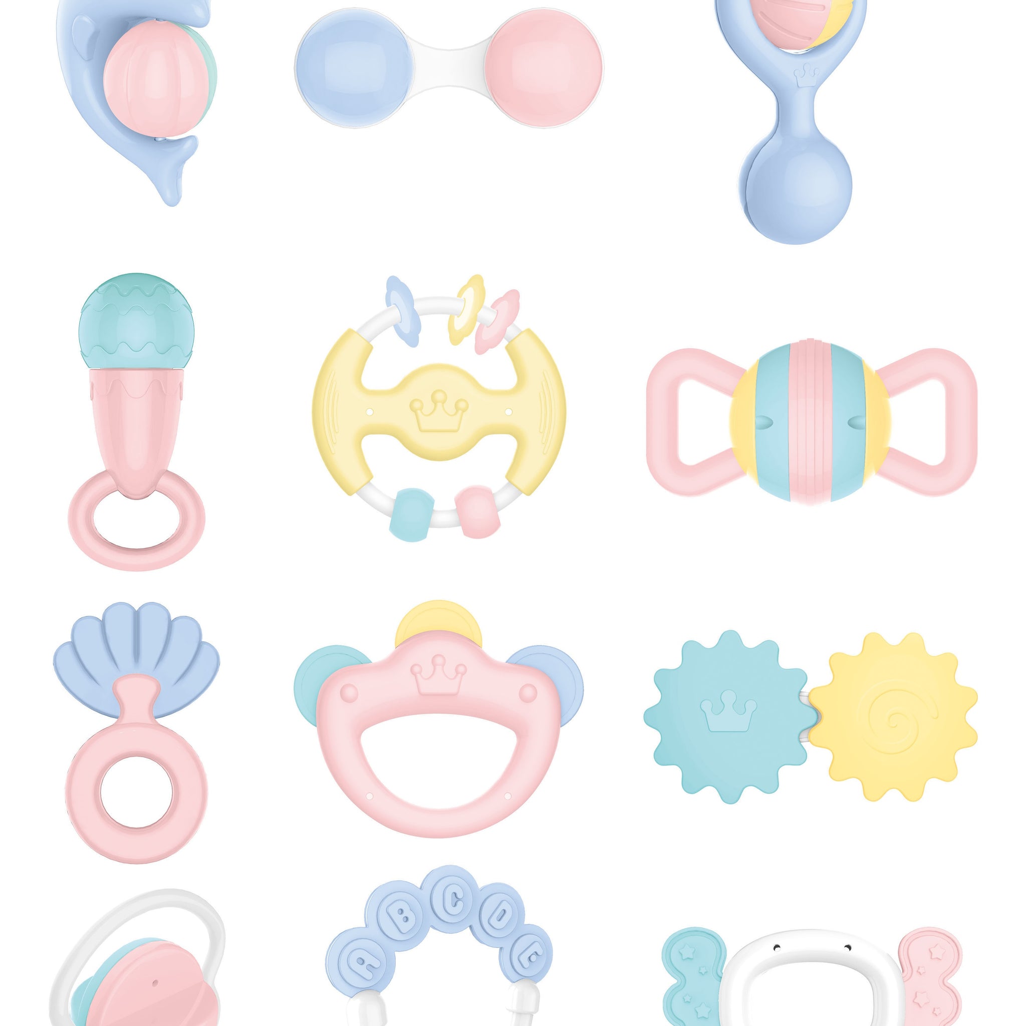 Huanger -Baby Rattle Set Teethers & Toys for Babies – 12 Piece Set