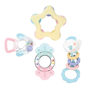 Huanger - Baby Rattles & Teether Toy Set 4Pcs For Newborn
