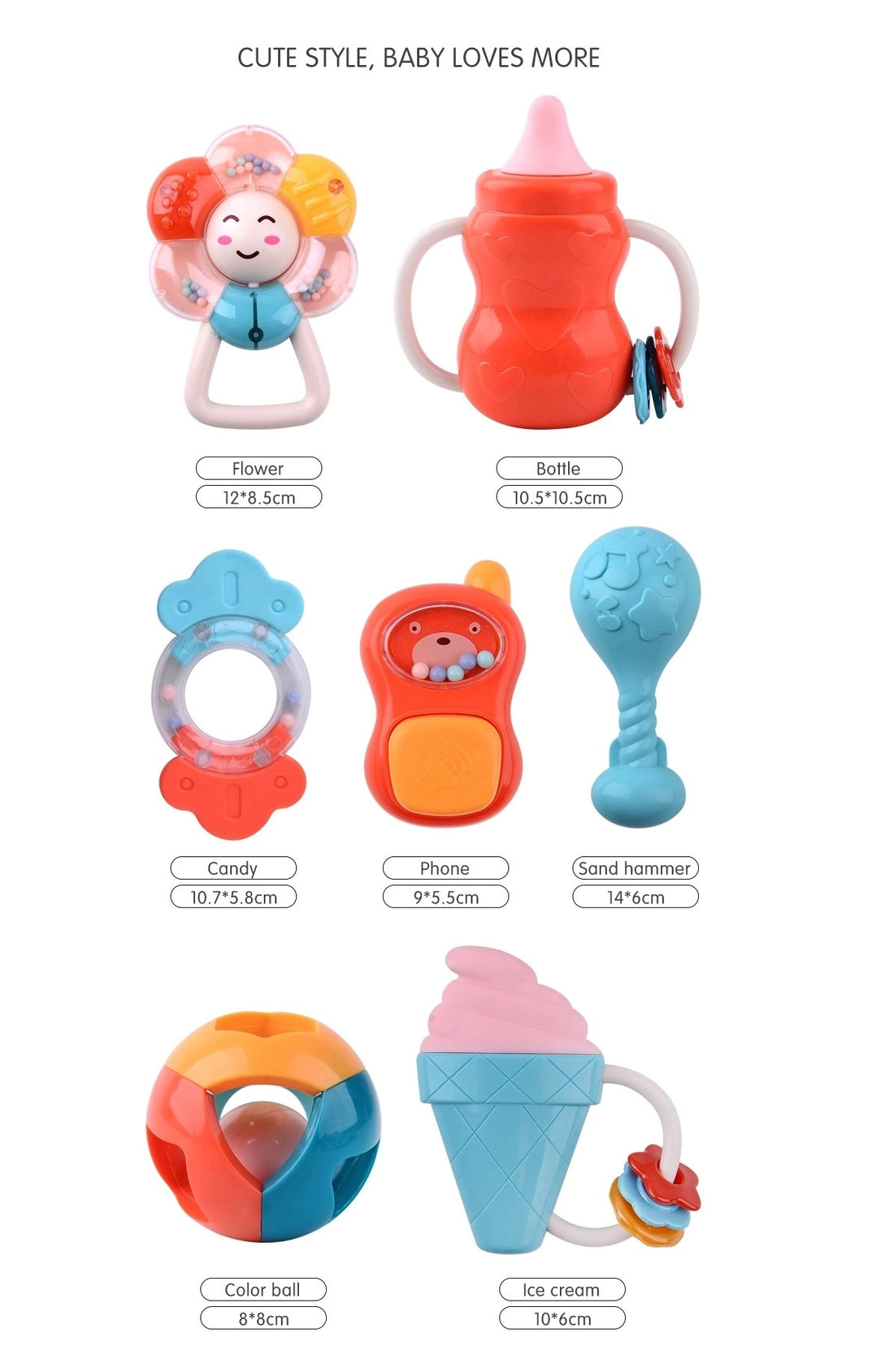 Huanger -Baby Rattle Set Teethers & Toys for Babies – 8 Piece Set