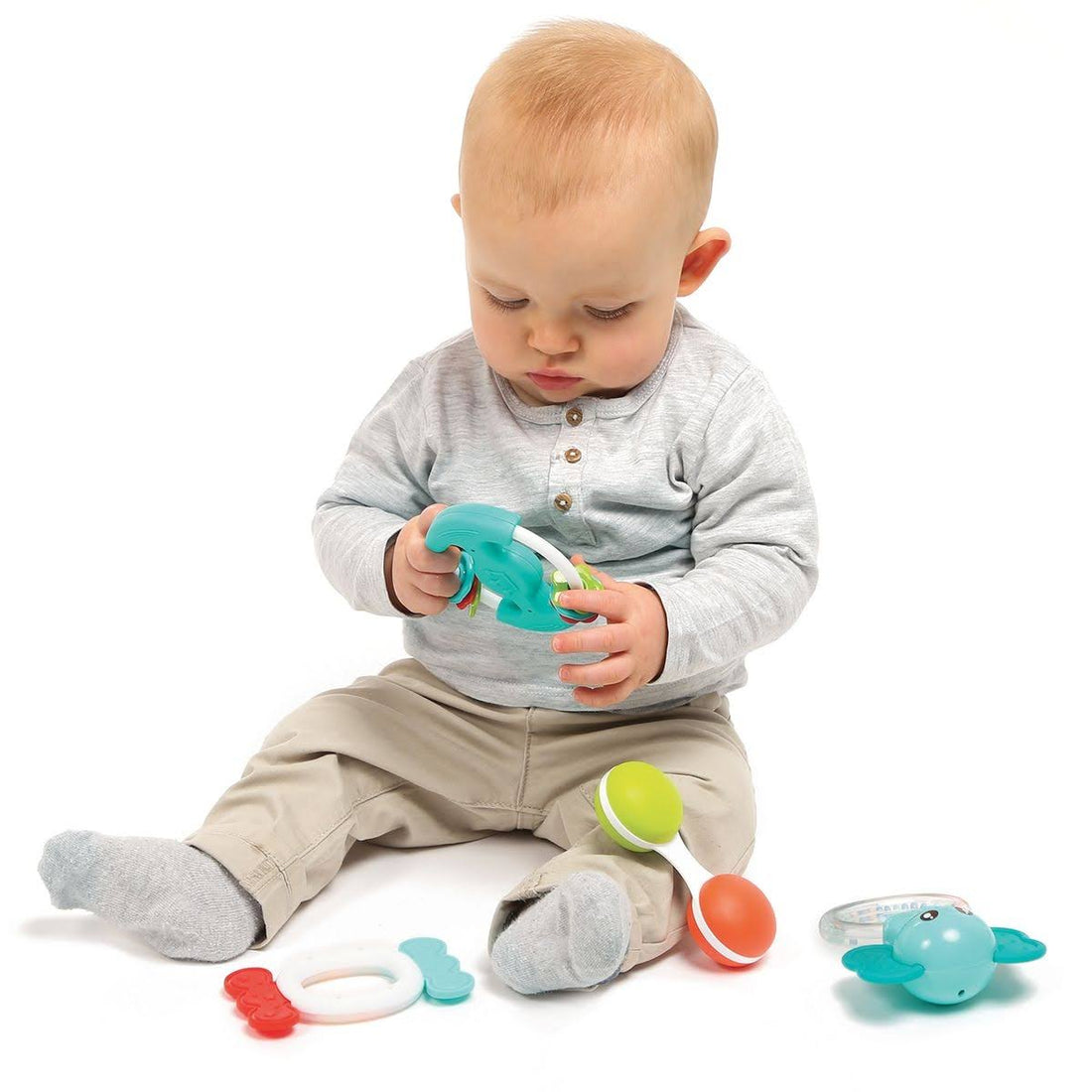 Baby Sensory Rattle Set with Teethers & Toys for Newborns   5 Pieces for Early Development, Sensory Play, and Teething Relief