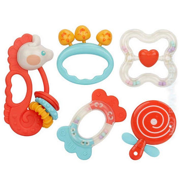 Baby Sensory Rattle Set with Teethers & Toys for Newborns   5 Pieces for Early Development, Sensory Play, and Teething Relief