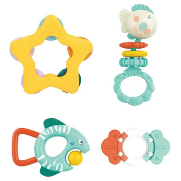 Baby Sensory Rattle Set with Teethers & Toys for Newborns   4 Pieces for Early Development, Sensory Play, and Teething Relief